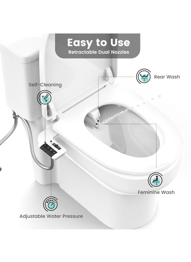 Excefore Bidet Attachment for Toilet, Ultra-Slim Self Cleaning Fresh Cold Water Sprayer Bidets for Existing Toilets Seat, Non-Electric Dual Retractable Nozzles Badays for Existing Toilets  - Image 5