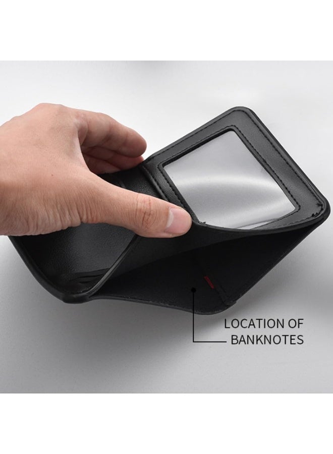 MUMO Vertical Slim Leather Bifold Wallet for Men,Fit 6-8 Cards,ID Window with Simplified Bill Compartment for Men & Women (Black) - Image 5