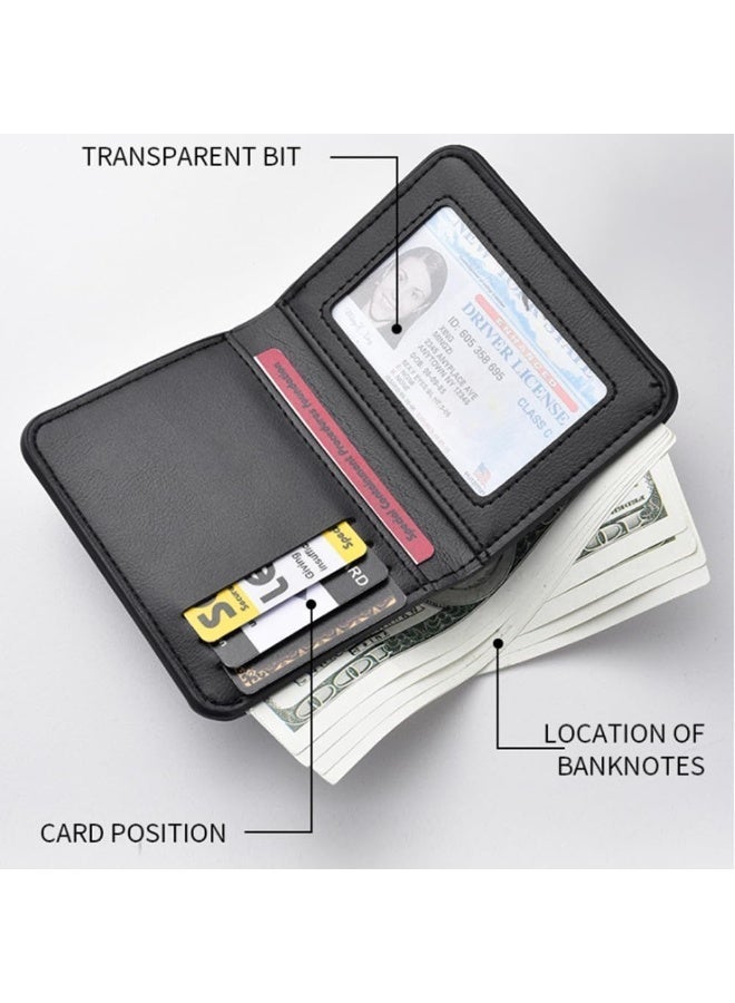 MUMO Vertical Slim Leather Bifold Wallet for Men,Fit 6-8 Cards,ID Window with Simplified Bill Compartment for Men & Women (Black) - Image 3