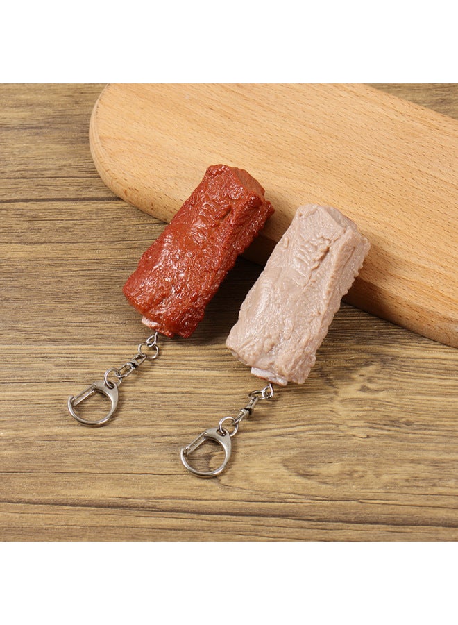 PVC Simulation Ribs Model Creative Simulation Food Play Key Chain Bag Pendant Simulation Food Row Pendant-Color:Long Steamed Ribs-lobster Button-Specifications:7.5cm*3.5cm  - Image 5