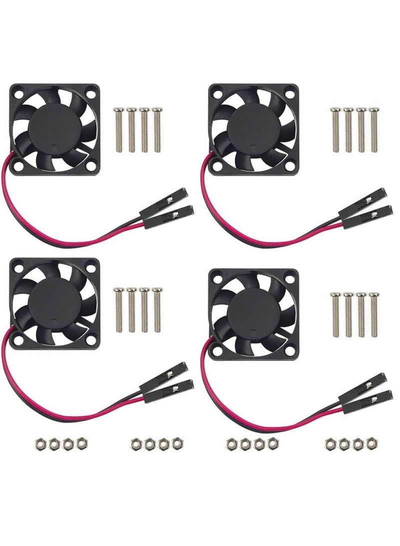 MUNTAQI Raspberry Pi 4 Cooling Fan Set - 4 Silent 3.3V/5V Brushless DC Fans for Raspberry Pi 4B, 3B+, and RetroFlag NESPI Enclosure (30mm x 30mm x 7mm) - Black - Image 1