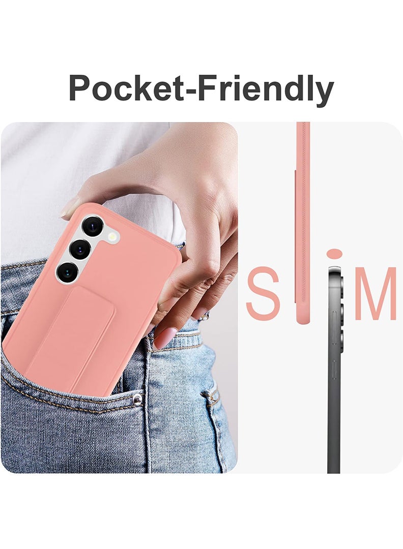Case Up Compatible with Samsung Galaxy A56 Case with Magnetic Stand & Holder, Premium Silicone Finger Grip Strap Holder Case Car Mount Kickstand Cover- Pink - Image 3