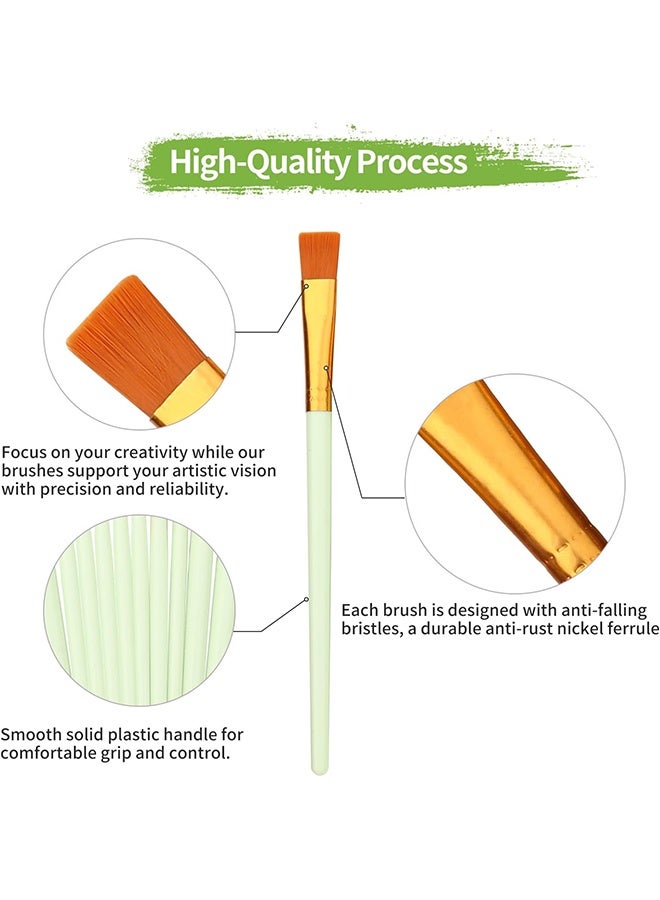 10 Pcs Round Pointed Tip Paintbrushes Nylon Hair Artist Acrylic Paint Brushes for Acrylic Oil Watercolor, Face Nail Art, Miniature Detailing & Rock Painting,Light Green - Image 4