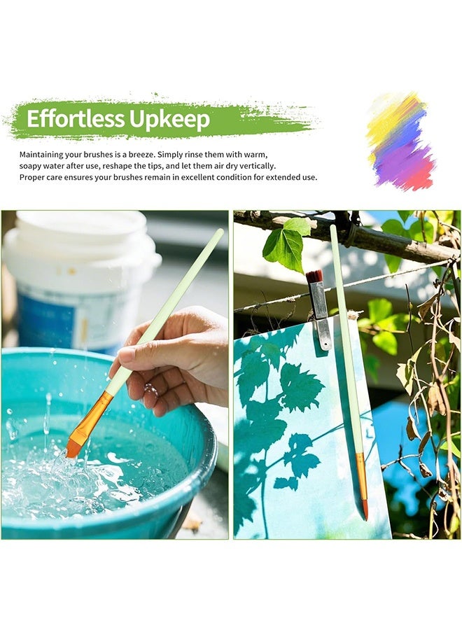 10 Pcs Round Pointed Tip Paintbrushes Nylon Hair Artist Acrylic Paint Brushes for Acrylic Oil Watercolor, Face Nail Art, Miniature Detailing & Rock Painting,Light Green - Image 5