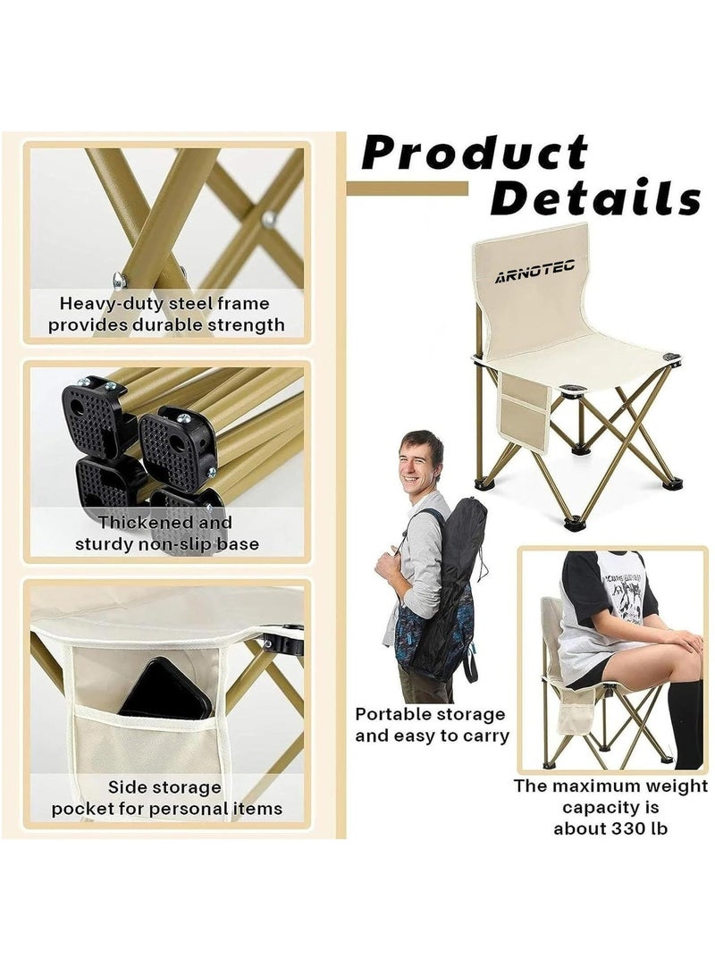 ARNOTEC Portable Camping Chair, Outdoor Folding Chair for Adults with Side Pocket & Carry Bag, 600D Oxford Fabric, Lightweight & Sturdy for Beach, Fishing, Picnic, Hiking - Image 3