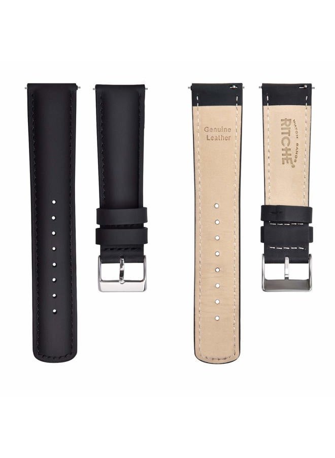 Ritche Christmas Gift Quick Release Leather Watch Bands Genuine Watch Straps for Men Women Top Grain Leather Watch Strap, White Elephant Gifts, Stocking Stuffers for Men, Father's Day gifts, Black - Image 5