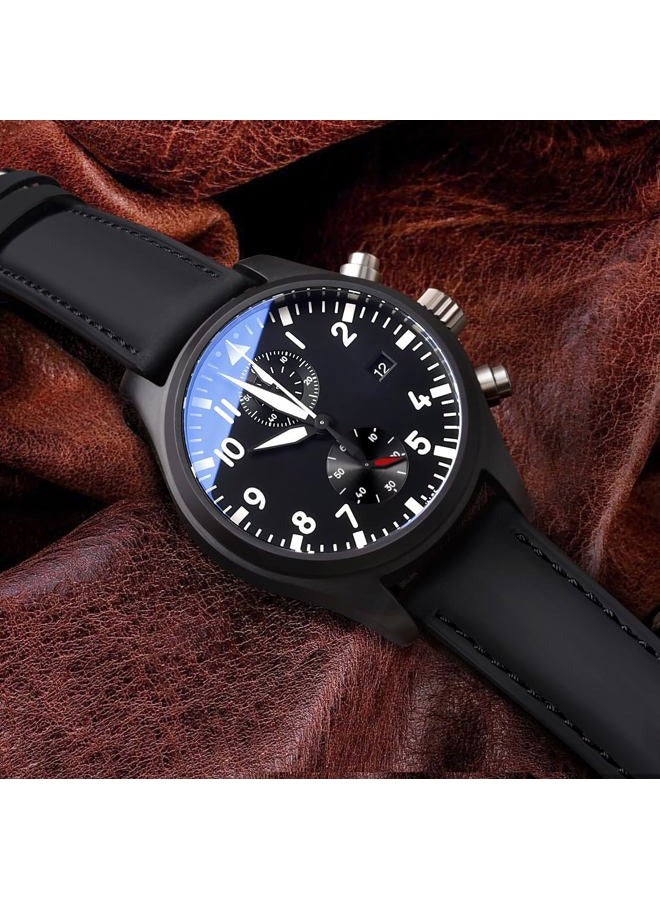 Ritche Christmas Gift Quick Release Leather Watch Bands Genuine Watch Straps for Men Women Top Grain Leather Watch Strap, White Elephant Gifts, Stocking Stuffers for Men, Father's Day gifts, Black - Image 2