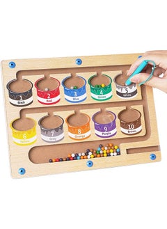 MVAQKLM  Magnetic Color and Number Maze,Montessori Educational Wooden Magnet Puzzle Game Board for Toddlers,Toddler Activities Counting Matching Games,Learning Fine Motor Skills for Preschoolers  - Image 1