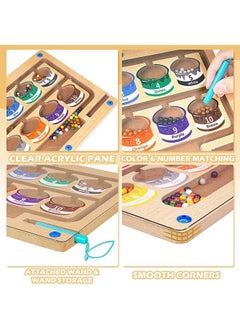 MVAQKLM  Magnetic Color and Number Maze,Montessori Educational Wooden Magnet Puzzle Game Board for Toddlers,Toddler Activities Counting Matching Games,Learning Fine Motor Skills for Preschoolers  - Image 5