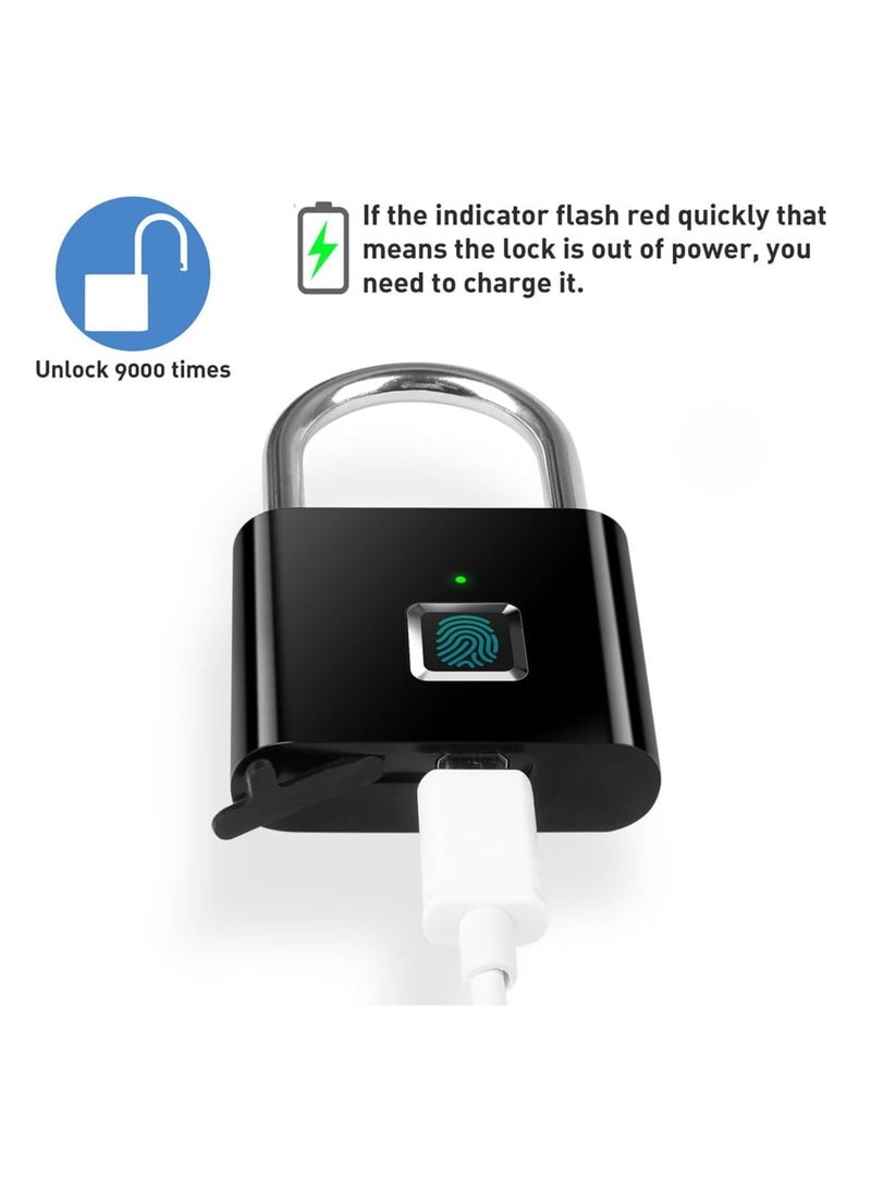 Hope - Fingerprint Padlock Electronic Door Lock with Fingerprint Recognition Smart Keyless Waterproof Security Anti Theft Padlock Widely Used for Home Gym School Office - Image 1