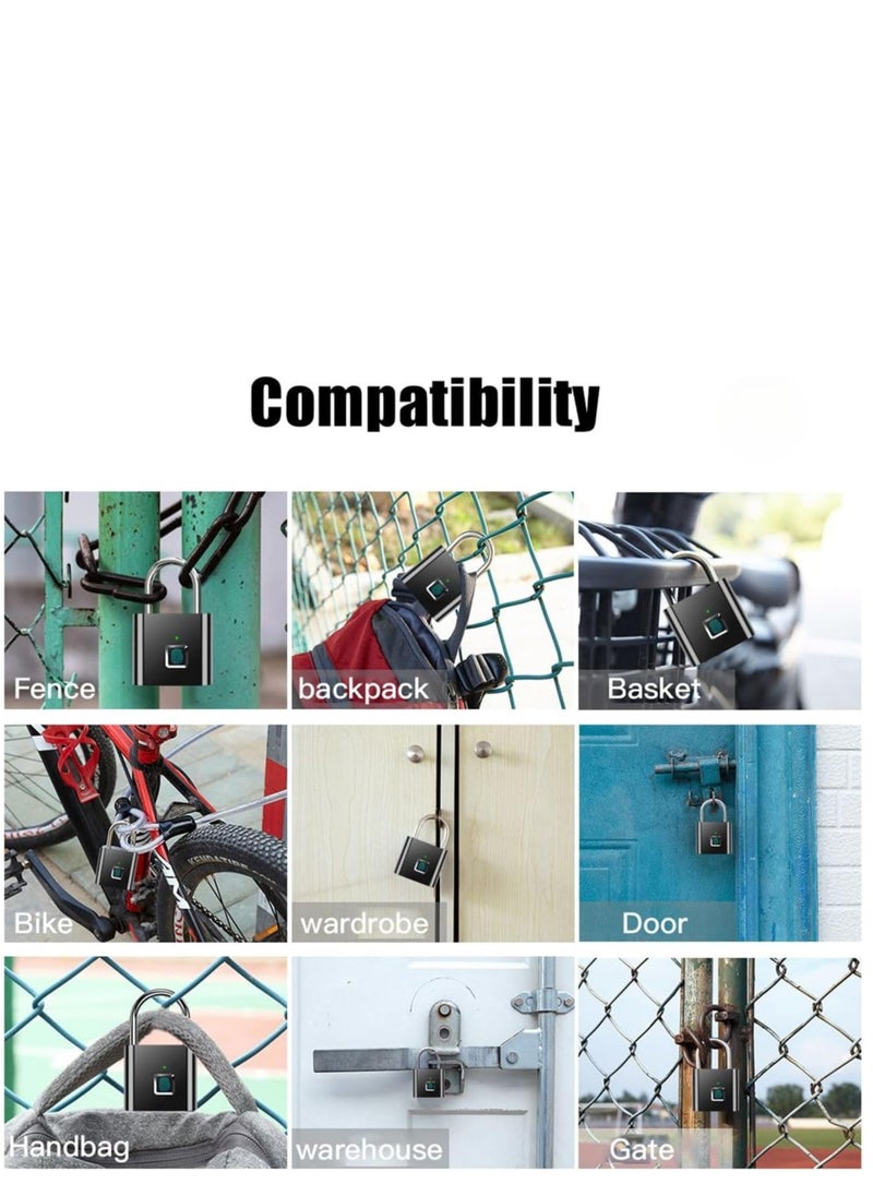 Hope - Fingerprint Padlock Electronic Door Lock with Fingerprint Recognition Smart Keyless Waterproof Security Anti Theft Padlock Widely Used for Home Gym School Office - Image 1