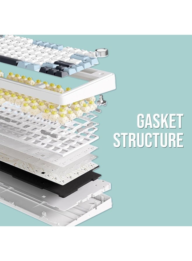 ابوماكر لوحة مفاتيح F75 الميكانيكية، لوحة مفاتيح ألعاب لاسلكية قابلة للتبديل السريع بنسبة 75% مع حشوة ومقبض من خمس طبقات، بلوتوث/2.4 جيجاهرتز/USB-C، إضاءة RGB (أخضر، مفتاح ) - Image 2