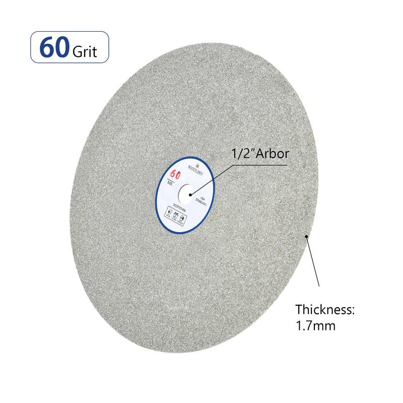 SCOTTCHEN Diamond Grinding Wheel Disc 8" x 1/2" Arbor Hole 60 Grit Abrasive Flat Lap Wheel Sanding Disc for Granite Marble Gem - 1pack - Image 2