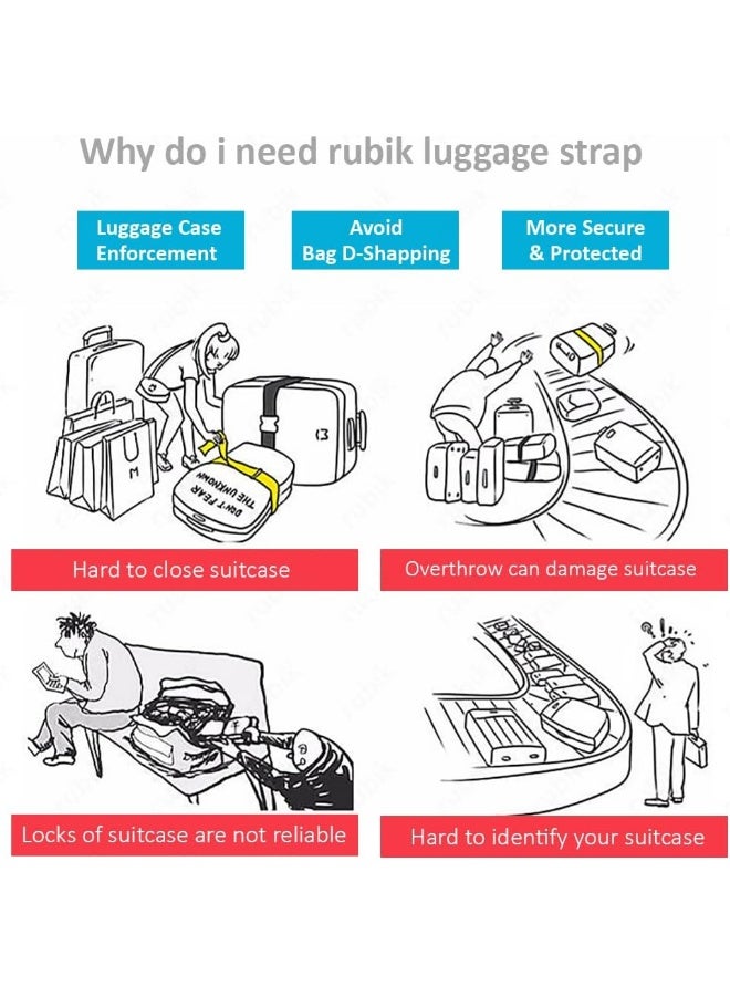 Rubik 160 Inch Cross Luggage Strap with 3 Number Password Lock, Premium Adjustable Travel Packing Belt for Bag Baggage Suitcase Safety (1 Pack) Dark Blue - Image 4