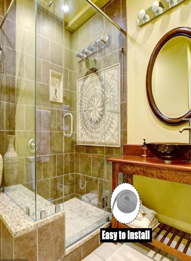 TINSKY Shower Door Bottom Seal Strip Replacement Shower Bottom Waterproof Door Rubber Sweep Trim Black Seal for Home Bathroom Glass Shower Door (108 Inch, Grey) - Image 2