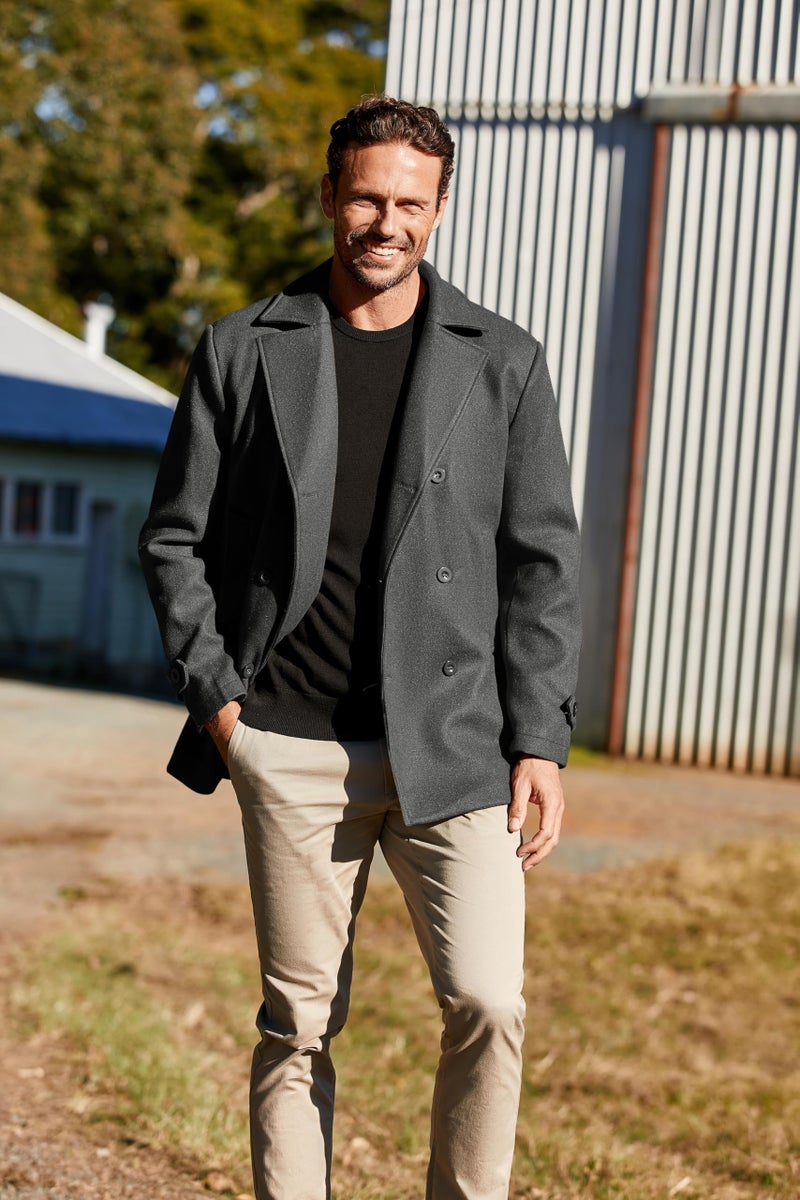 PASLTER Mens Classic Business Pea Coat Winter Warm Double Breasted Heavyweight Trench Coats - Image 4