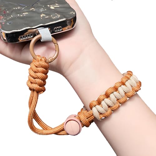 SURDOCA Adjustable Phone Lanyard, Camera Wrist Strap, Handmade Wrist Lanyard, Phone Wristlet, Anti Theft Cell Phone Strap, Brown - Image 1