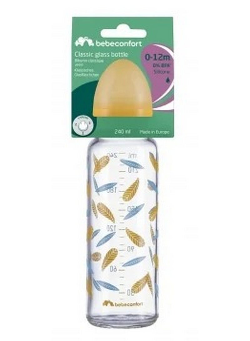 bebe confort Classic Baby Glass Bottle 0% BPA Silicone Nipple 0-12M 240 ML - Image 1