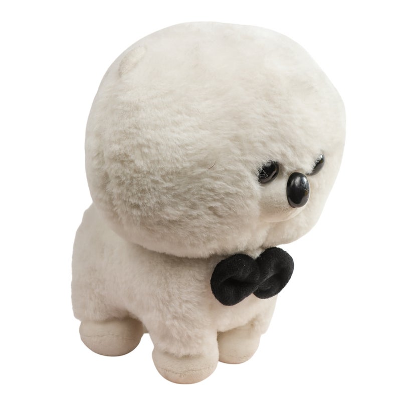 دمية الكلب اللطيف مع فيونكة رقبة سوداء للأطفال - ابيض - 0851 - Image 2