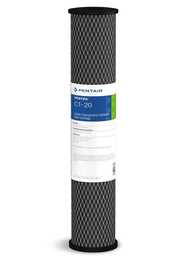 Pentek Pentair Pentek C1-20 Carbon Water Filter, 20-Inch, Whole House Dual Purpose Powdered Activated Carbon-Impregnated Cellulose Replacement Cartridge, 20" x 2.5", 5 Micron - Image 1