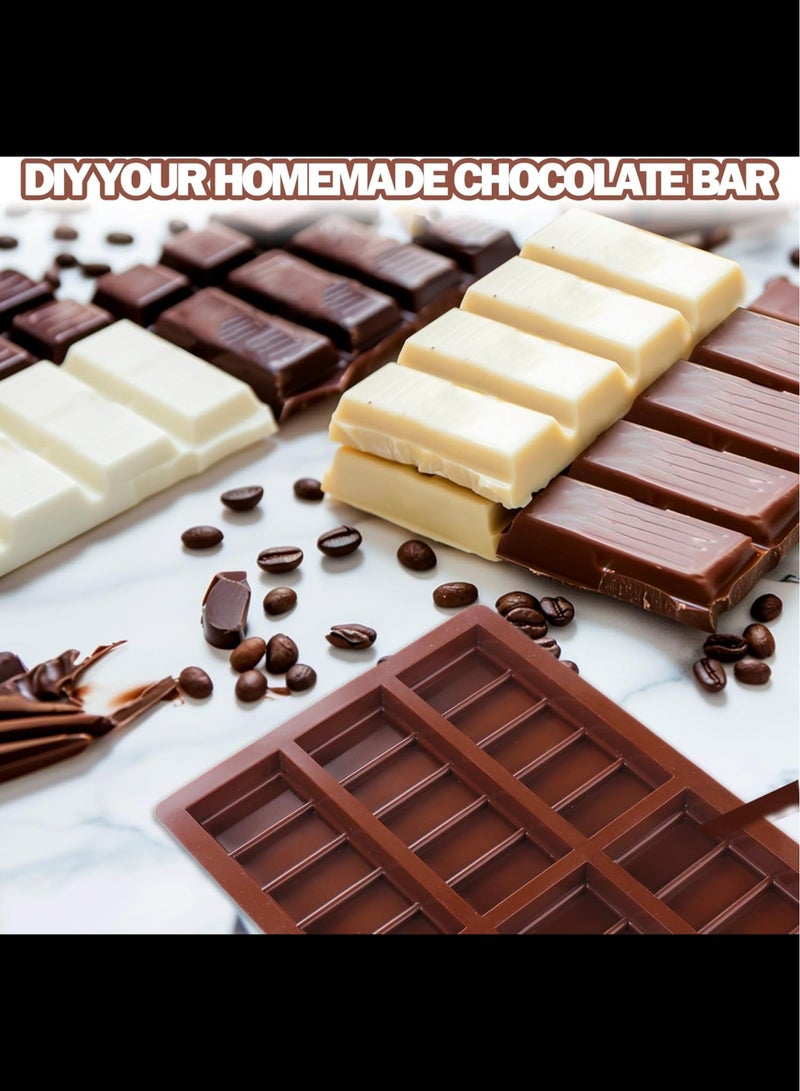 Chocolate Bar Mold, Silicone Thick Chocolate Bar Mold for Stuffed Bar, with 100pcs Storage Bags，Brown 10 x 6.6 Inch - Image 3