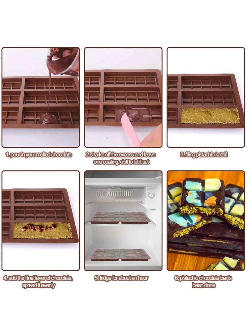 Chocolate Bar Mold, Silicone Thick Chocolate Bar Mold for Stuffed Bar, with 100pcs Storage Bags，Brown 10 x 6.6 Inch - Image 5