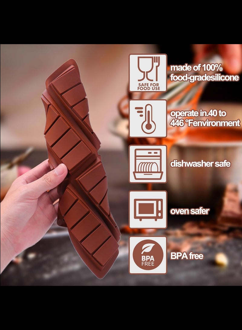 Chocolate Bar Mold, Silicone Thick Chocolate Bar Mold for Stuffed Bar, with 100pcs Storage Bags，Brown 10 x 6.6 Inch - Image 4