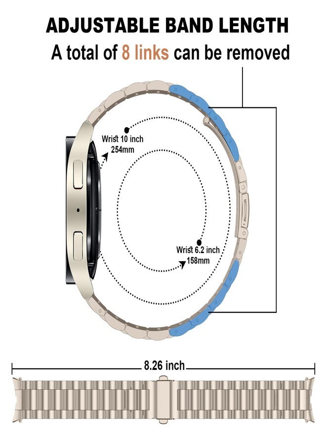 Suphart Metal Strap Compatible with Samsung Galaxy Watch 7 6 5 4 FE Strap 44 mm 40 mm, No Gap Replacement Straps for Galaxy Watch 6 Classic 47 mm 43 mm/5 Pro 45 mm, Polar Star - Image 3
