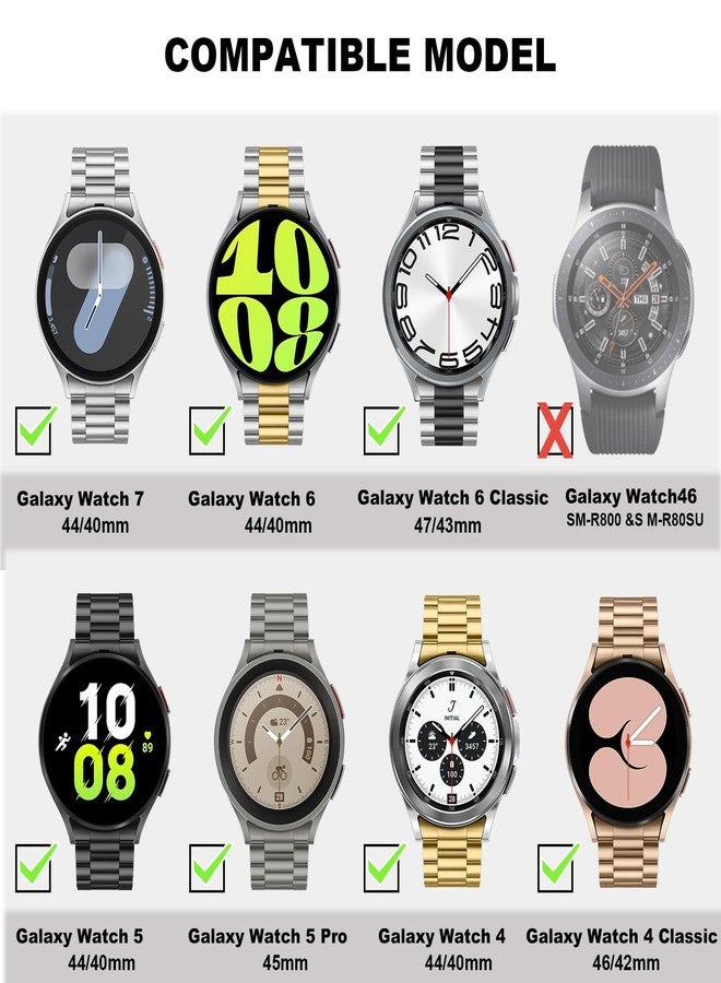 Suphart Metal Strap Compatible with Samsung Galaxy Watch 7 6 5 4 FE Strap 44 mm 40 mm, No Gap Replacement Straps for Galaxy Watch 6 Classic 47 mm 43 mm/5 Pro 45 mm, Polar Star - Image 4