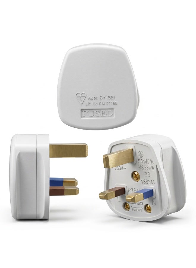 Duravel UK Fused 13 Amp White Mains 3 Pin Household Plugs (Pack of 12) - Image 5