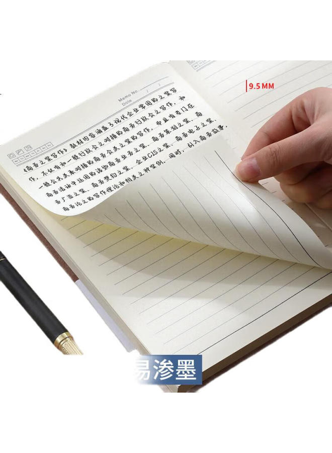 Jiaranheng Business Soft Sheepskin Leather Notebook A4 Thick Large Soft Leather Surface Notepad Notebook Stationery High-Value Work Log Meeting Record Book Customizable Brown - Image 2