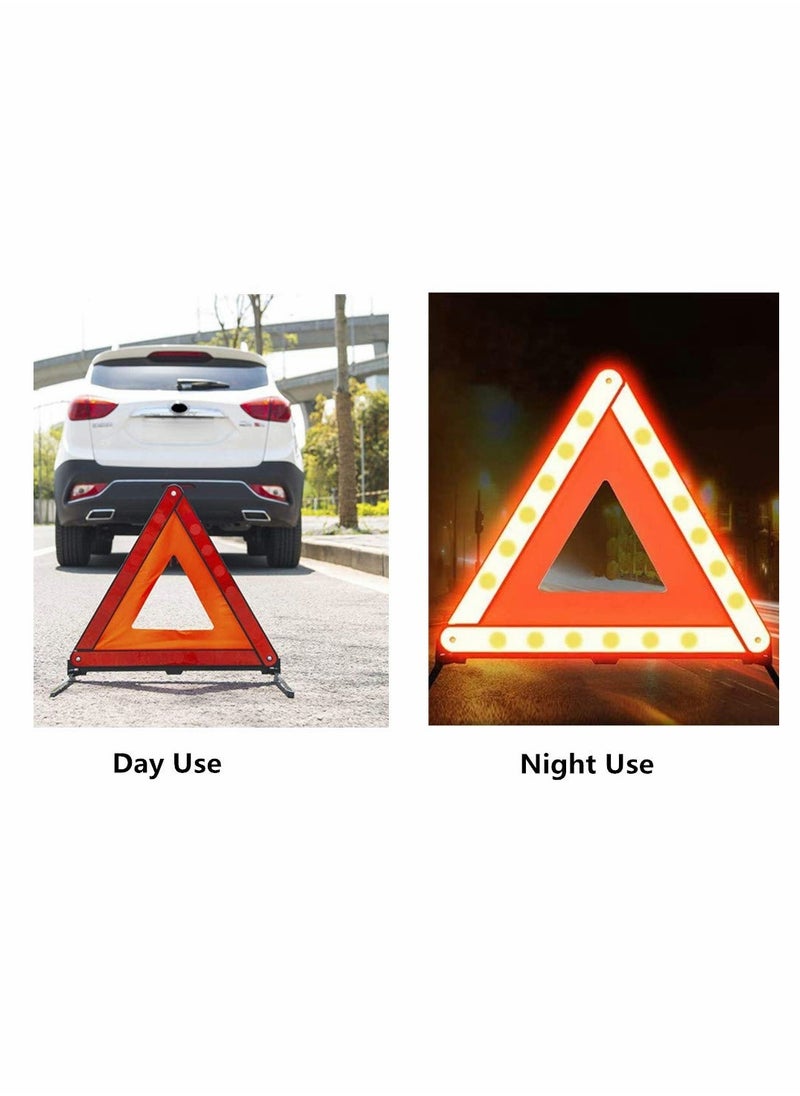 Reflective triangle car warning sign roadside hazard sign emergency fault board, safety triangle warning kit, foldable car roadside emergency kit