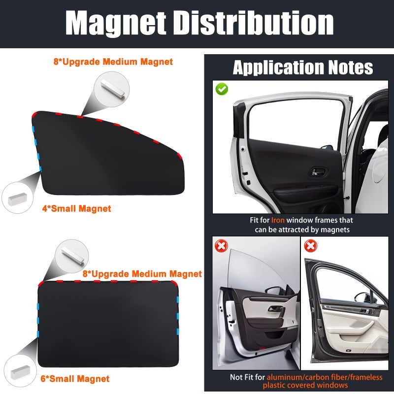 XCBYT Car Window Shades - 4 Pack Car Priavcy Curtains - Side Window Sun Shades for Baby - 99% Light Block Window Covers for Camping Napping Sleeping Breastfeeding Cloth Changing - Image 4