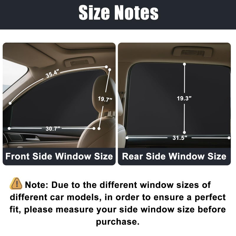 XCBYT Car Window Shades - 4 Pack Car Priavcy Curtains - Side Window Sun Shades for Baby - 99% Light Block Window Covers for Camping Napping Sleeping Breastfeeding Cloth Changing - Image 3