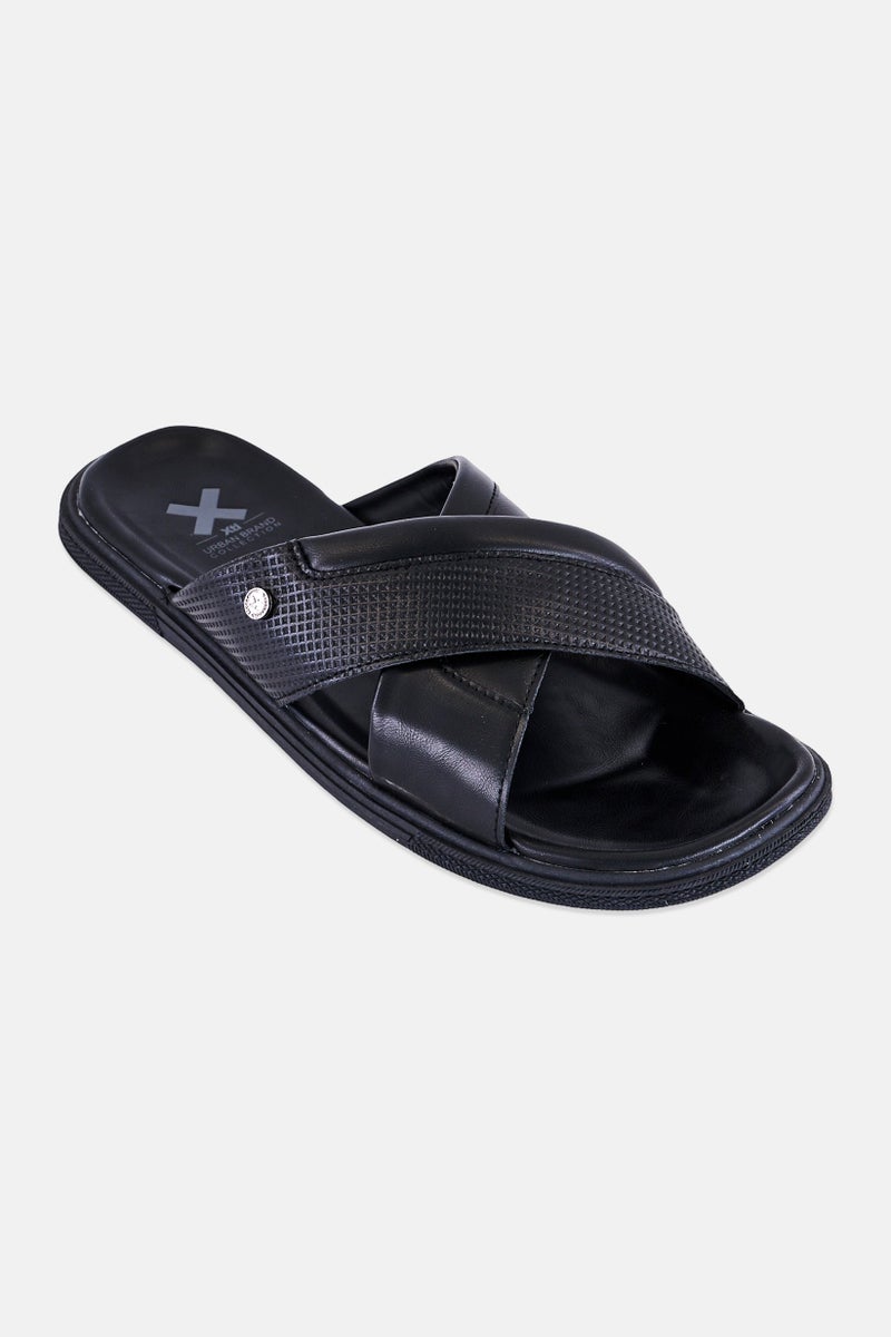 Xti Men Leather Slip On Sandals, Black - Image 1