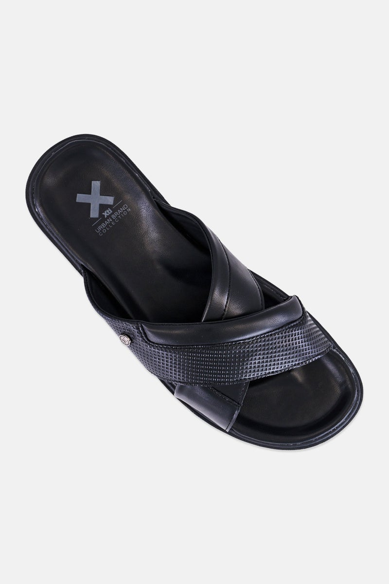 Xti Men Leather Slip On Sandals, Black - Image 4