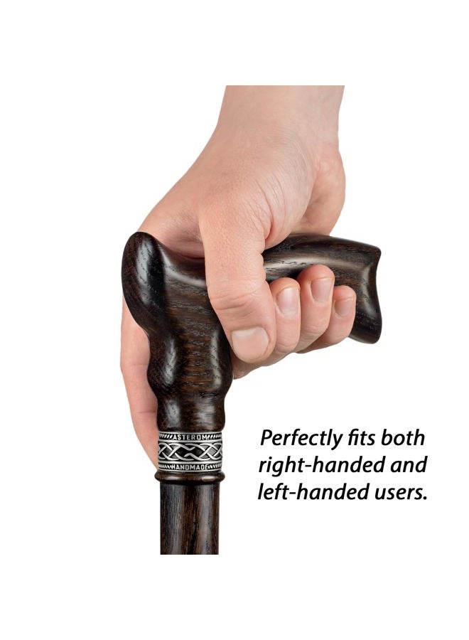 Asterom Handcrafted Ergonomic Wooden Walking Cane for Men and Women - Stylish Men's Oak Wood Cane - Fashionable Walking Stick (Walnut) - Image 4