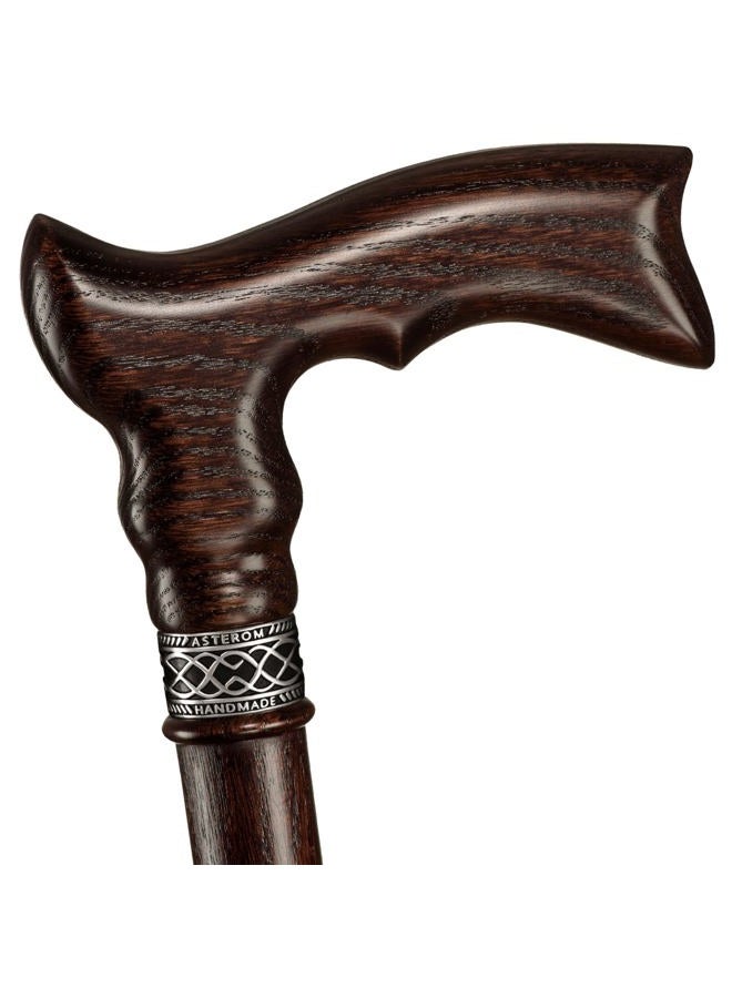 Asterom Handcrafted Ergonomic Wooden Walking Cane for Men and Women - Stylish Men's Oak Wood Cane - Fashionable Walking Stick (Walnut) - Image 2