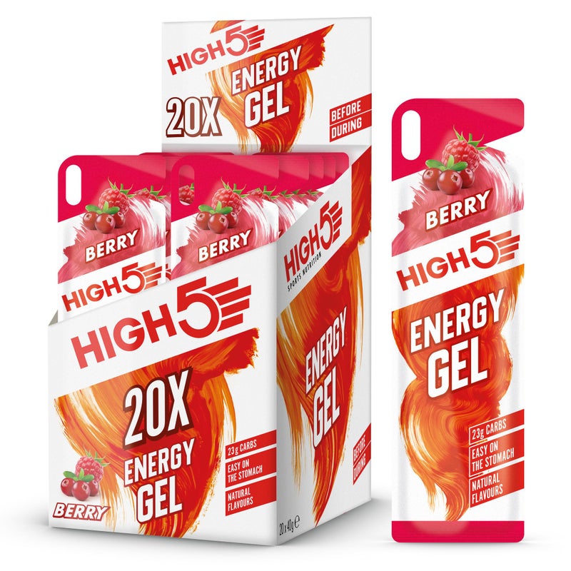High5 Energy Gels - Quick Release Sports Gels to Power Muscles for Peak Performance - Natural Fruit Juice & Caffeine-Free - On The Go Energy Boost for Running, Cycling and Endurance (Berry, 20 x 40g) - Image 1