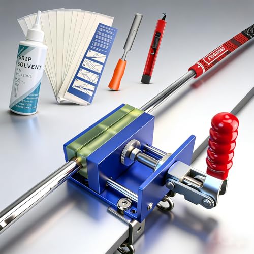 Crestgolf Golf Repair Kit Drill-Free & Drill Installation for Regripping Golf Clubs, Inlcudes 13PCS Grip Tapes, Hook Knife, Solvent, Grip Tape Remover and Aluminum Vise Clamp for Home or Workshop - Image 1