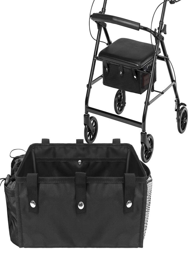 BOHEMIABY Upgraded Under Seat Rollator Bags with Cup Holders, Four Wheel Drive Walker Basket, Reusable Walker Bags for Rolling Walker, Rollator Basket Accessory for Seniors Storage Ipad & Essential - Image 1