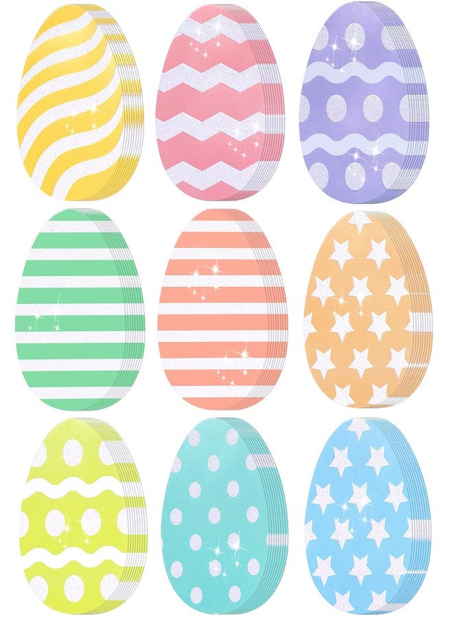 Moinchore 90 Pcs Easter Mini Egg Cut-Out Set Small Paper Egg Cut Outs Various Styles Glitter Egg Shape Easter Bulletin Board Decoration DIY Crafts for Holiday Hunt Game Party Supplies Gifts - Image 1