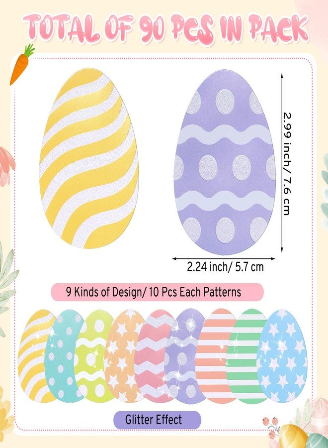 Moinchore 90 Pcs Easter Mini Egg Cut-Out Set Small Paper Egg Cut Outs Various Styles Glitter Egg Shape Easter Bulletin Board Decoration DIY Crafts for Holiday Hunt Game Party Supplies Gifts - Image 2