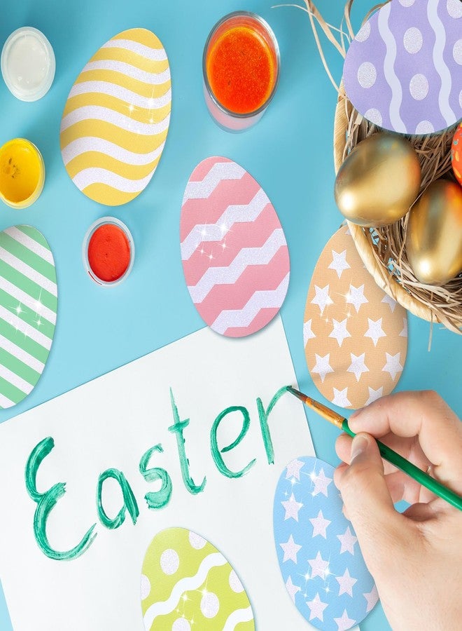 Moinchore 90 Pcs Easter Mini Egg Cut-Out Set Small Paper Egg Cut Outs Various Styles Glitter Egg Shape Easter Bulletin Board Decoration DIY Crafts for Holiday Hunt Game Party Supplies Gifts - Image 5