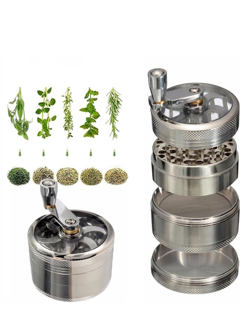 4 Layer Spice Crusher With Hand Crank Magnetic Lid Silver - pzsku/ZFA6F733AE5B4332ADDB7Z/45/_/1687832472/8da79600-def7-4529-9c07-11582bee9162