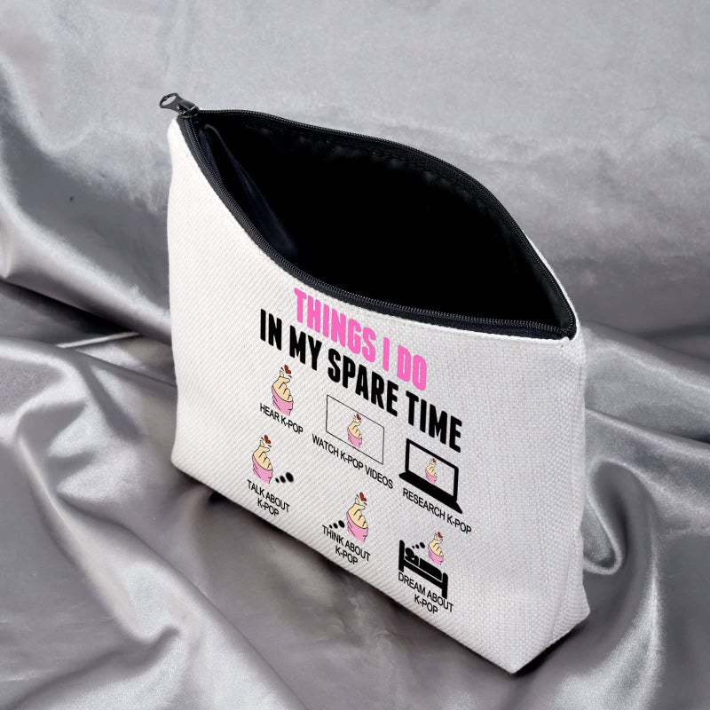 Meikiup Funny K-Pop Lover Gift K-Pop Merchandise Korean Drama Fan Gift K-Drama Women Makeup Bag (Thingsinmysparetimebag) - Image 3