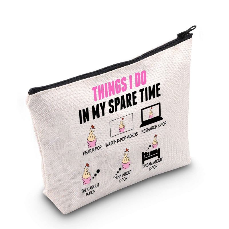 Meikiup Funny K-Pop Lover Gift K-Pop Merchandise Korean Drama Fan Gift K-Drama Women Makeup Bag (Thingsinmysparetimebag) - Image 1