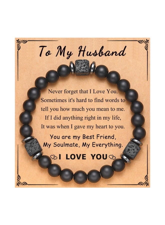 To My Husband, Boyfriend, Son, Grandson, Dad, Grandpa, Papa, Daddy, Brother, Man, Stepdad, Uncle, Fiance, Soulmate, Nephew, Godfather Gifts, Elastic Rope Bracelet for Men Teen Boys - Image 1