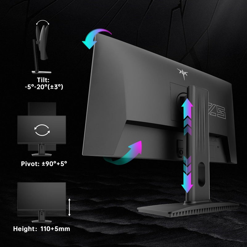 KTC 24.5 Inch 300Hz Gaming Monitor, FHD 1080P 240Hz Fast IPS Monitor, HDR, FreeSync, DisplayPort x1 HDMI x2, 119% sRGB, Height/Pivot/Tilt Adjustment, VESA Support, H25Y7 - Image 5
