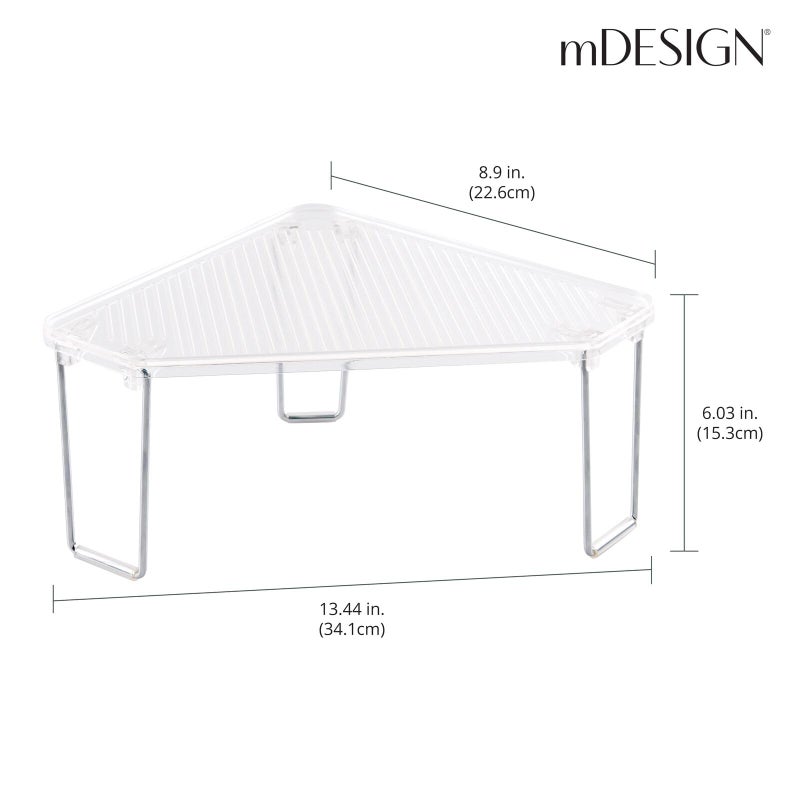mDesign Plastic/Steel Corner Stackable Rack, Storage Organizer Shelf for Bathroom, Vanity, Countertop, Sink, Cabinet, Holds Makeup, Shower Accessories, Ligne Collection - 2 Pack - Clear - Image 4